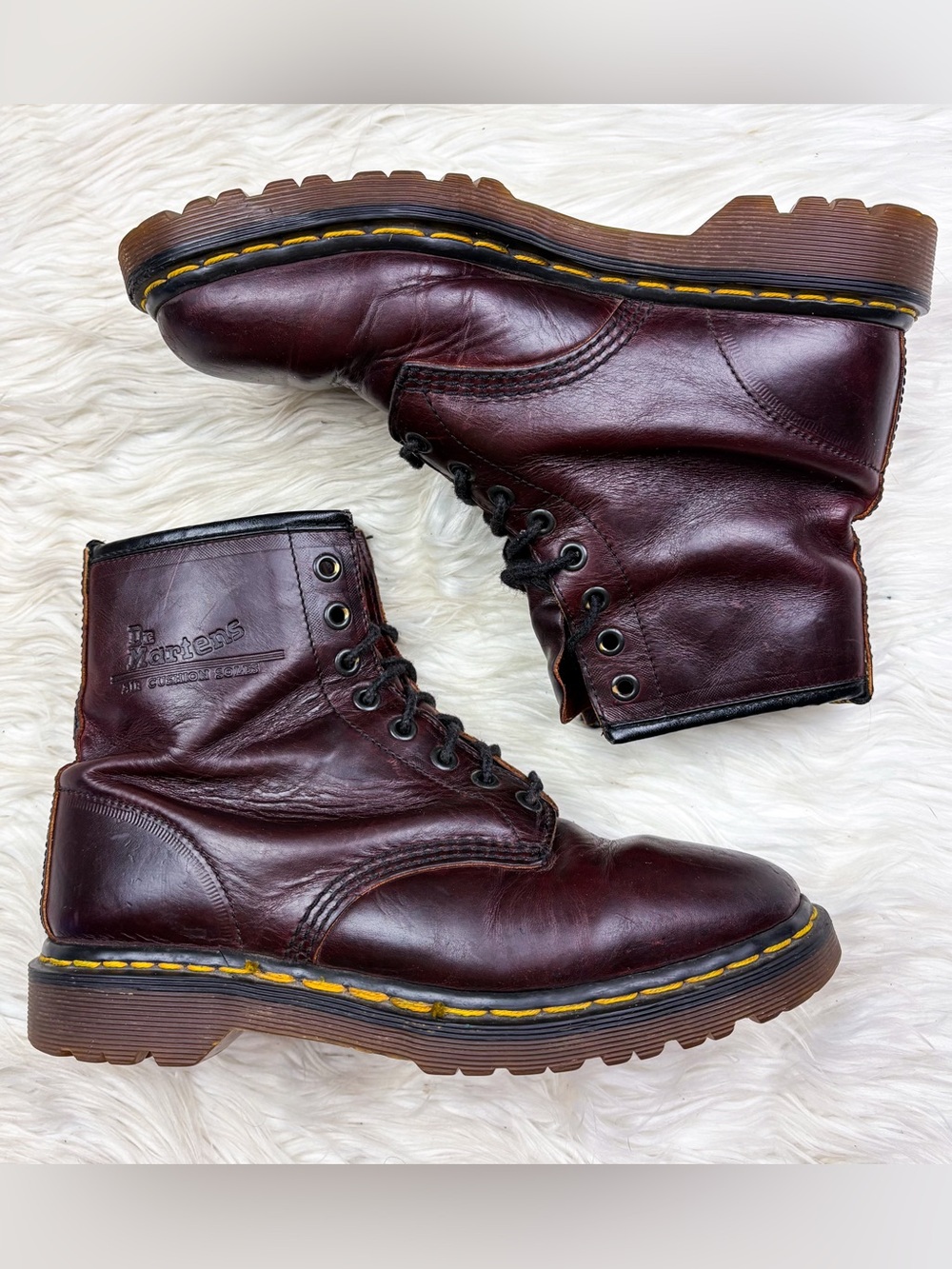 Dr. Martens Made In England 1460 Vintage Oxblood Burgundy Red Leather Boots UK 6